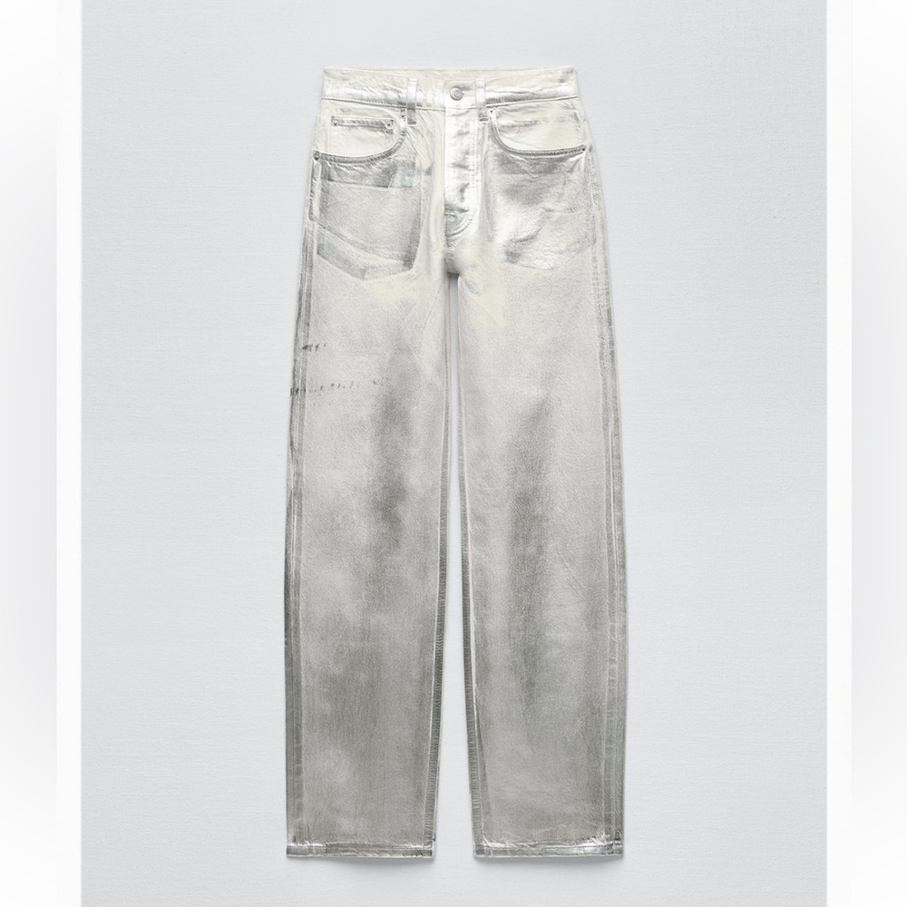 Zara nice jeans size 4 us brand new silver color